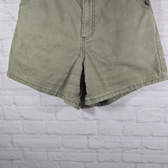 M Asos Design Olive Green Canvas Shorts Womens Size 4 High Waisted Rise Utility - Picture 4 of 8